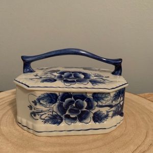 Vintage Blue and White Porcelain Box